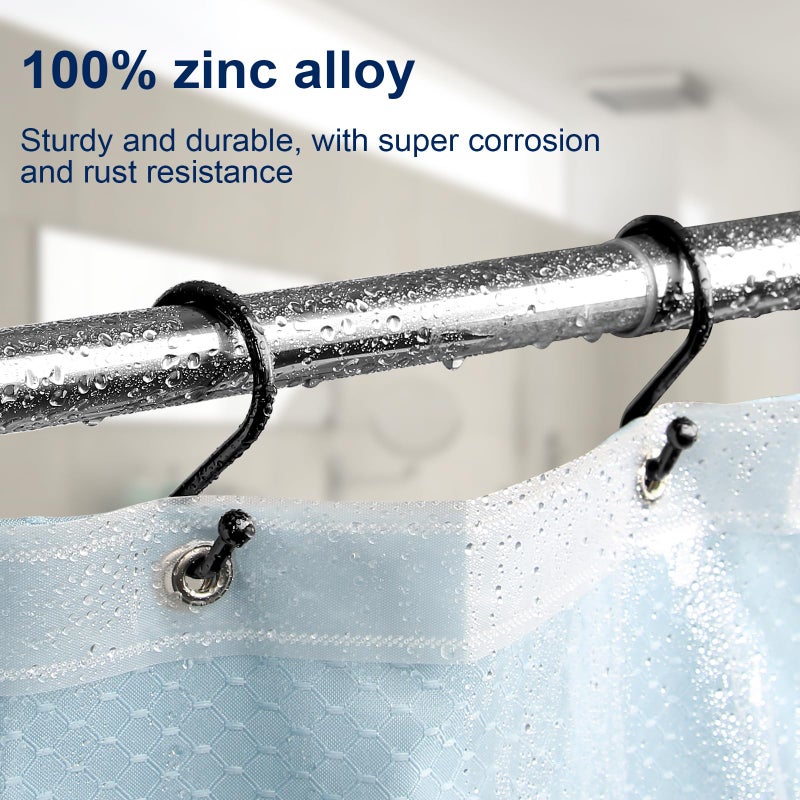Gidse Metal Shower Curtain Hooks  Set of 12  Rust Proof Shower Curtain Hooks Rings  Durable S Shaped Hooks Hangers for Shower Curtains  Kitchen Utensils  Clothes  Towels (Black) - Image 2